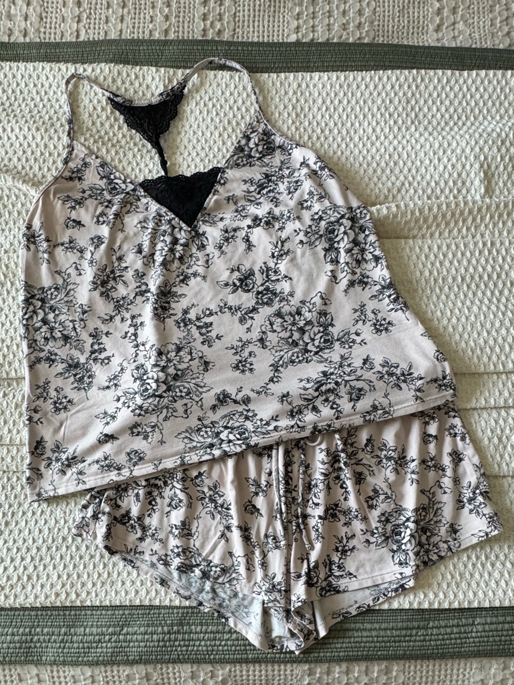 Linea Donatella Black and Pink Floral Camisole & Shorts Sleep Set